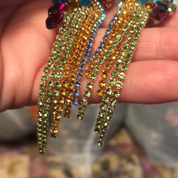 NEW Stunning Crystal Natasha Long Dangling Rhinestone Earrings - Picture 7 of 17